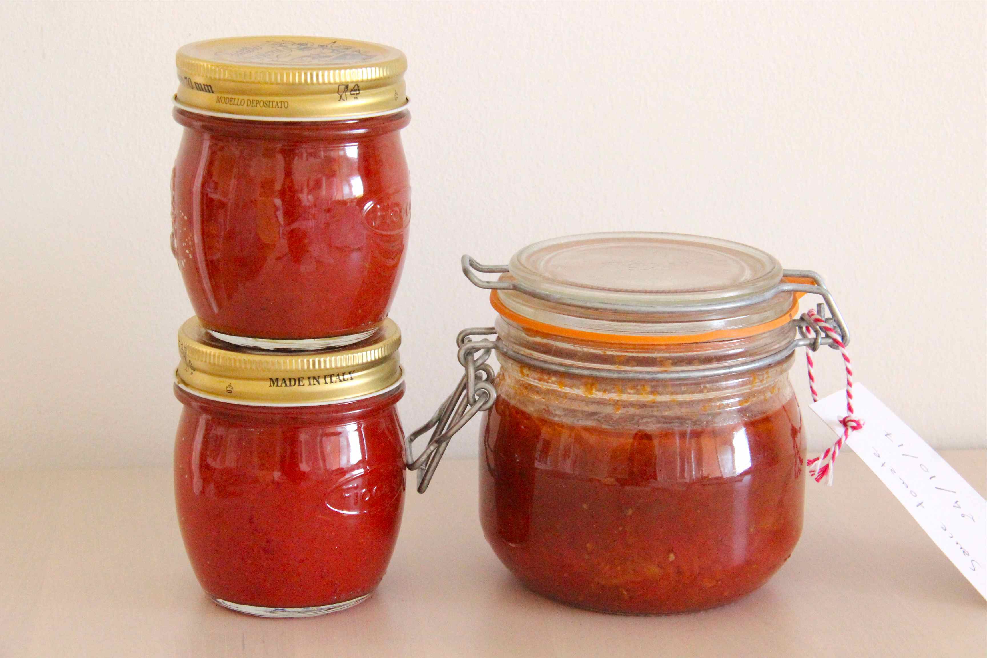 Homemade preserved tomato sauce